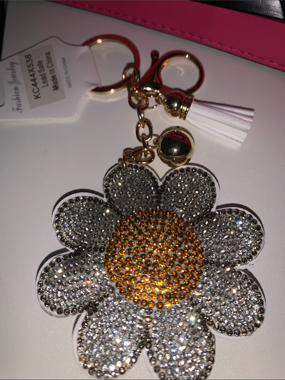 Crystal daisy Flower bag charm Keychain